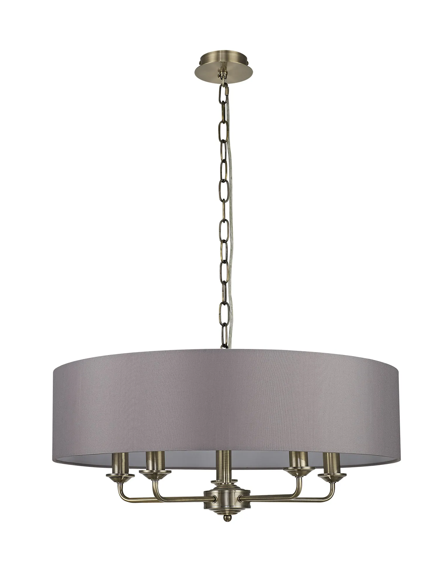 Banyan 60cm 5 Light Pendant Antique Brass, Grey DK0031  Deco Banyan AB GR